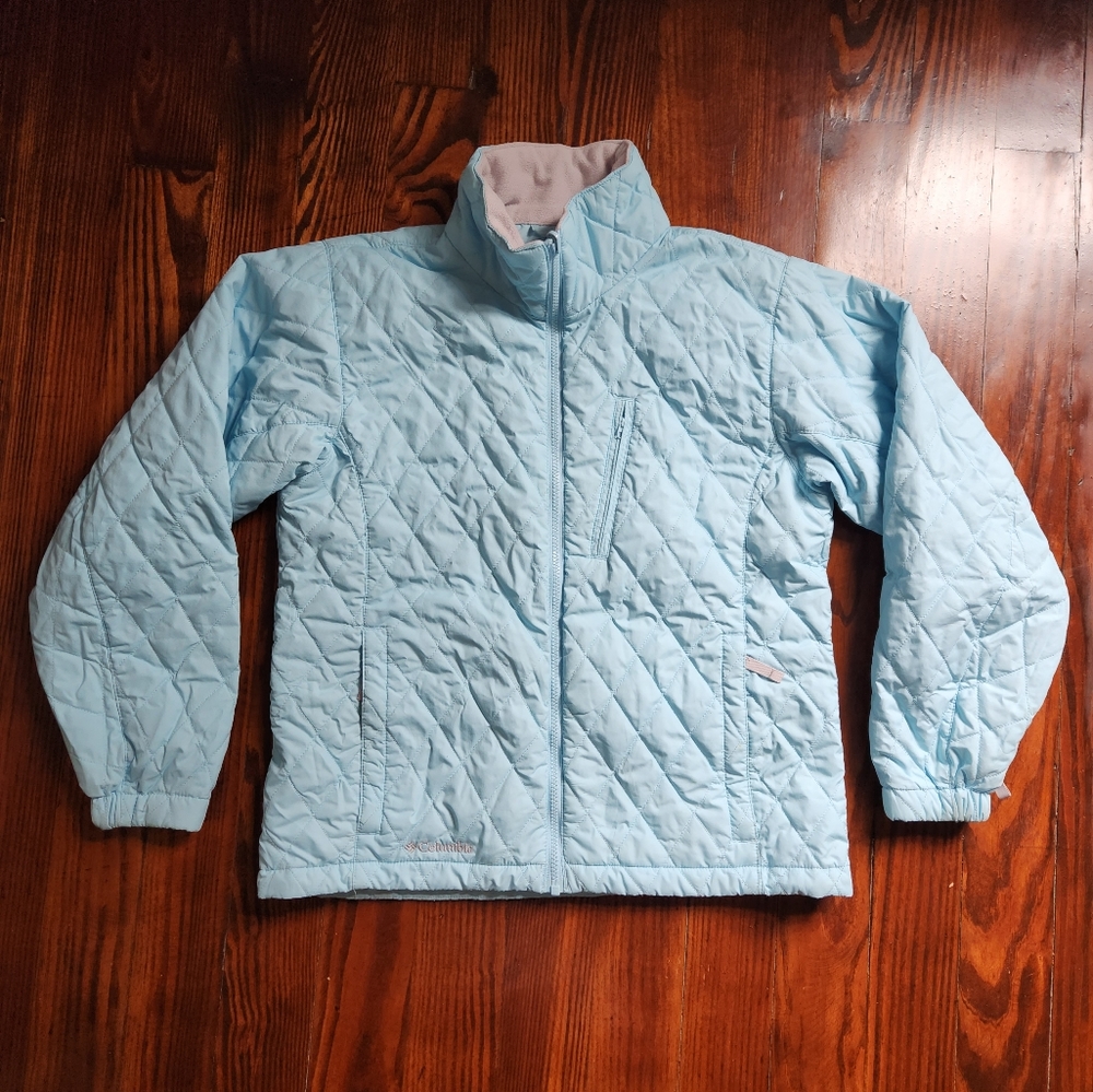 Columbia baby blue puff jacket